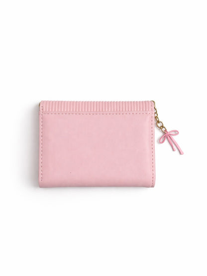 Vertical Stripe Mini Trifold Wallet - Pink
