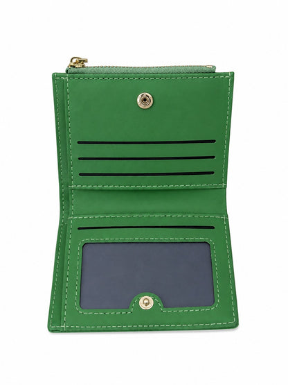 Green PL Embossed Twofold Medium Wallet
