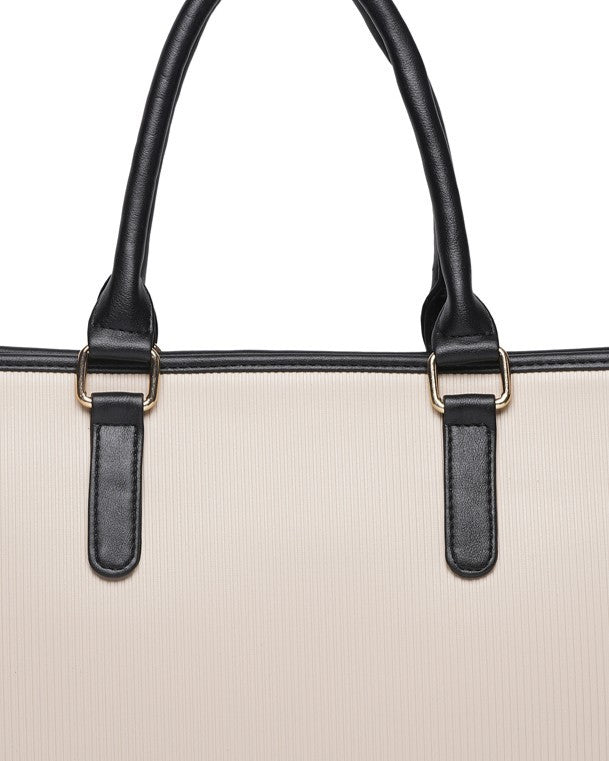 Day To Day Laptop Tote Bag - Black & Beige