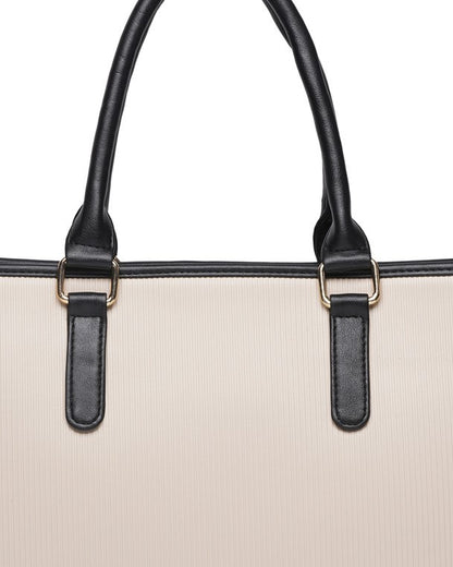 Day To Day Laptop Tote Bag - Black & Beige
