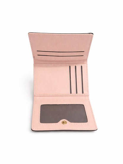 Checked Mini Bow Trifold Wallet - Pink