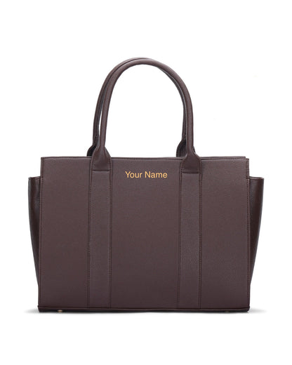 Personalized Elite Laptop Tote Bag - Brown