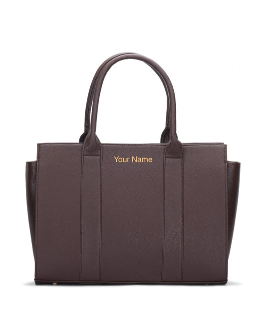 Personalized Elite Laptop Tote Bag - Brown