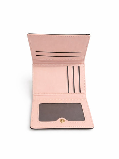 Checked Mini Bow Trifold Wallet - Black