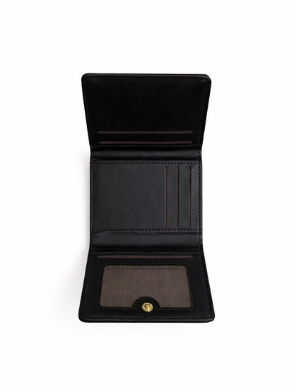 Korean Bow Mini Trifold Wallet - Black