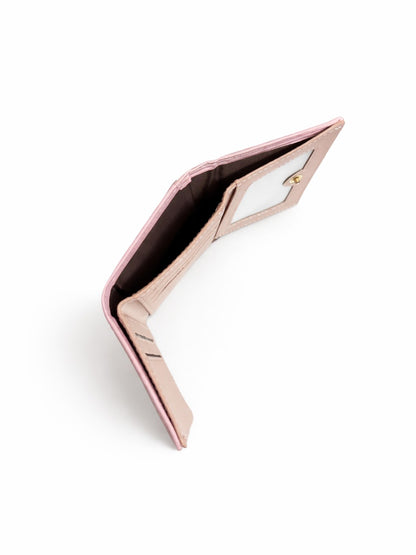 Vertical Stripe Mini Trifold Wallet - Pink