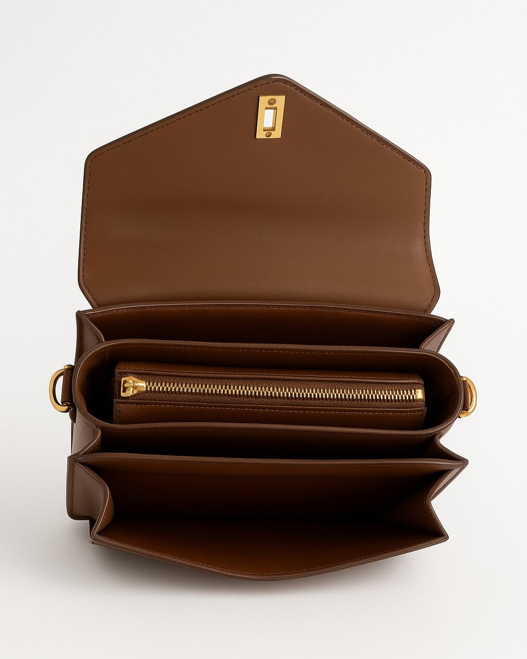 Luxe Line 4 Compartment Sling Bag - Brown