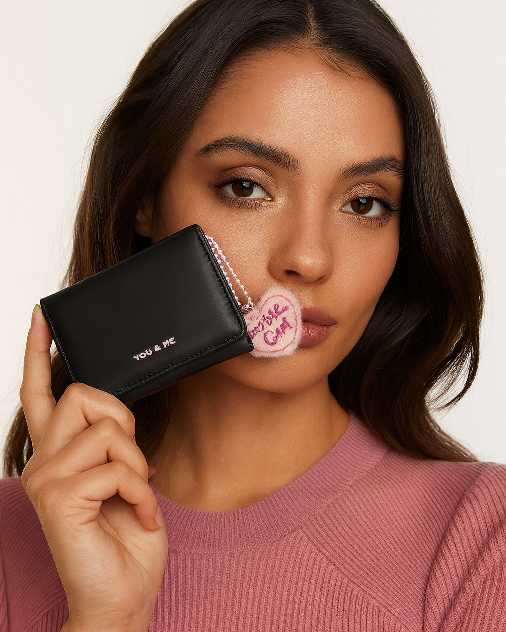 You & Me Mini Trifold Wallet - Black