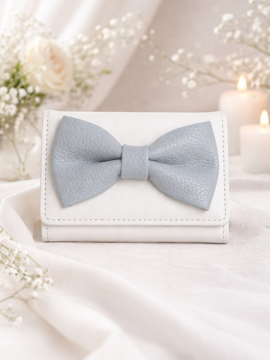 Korean Bow Mini Trifold Wallet - Blue