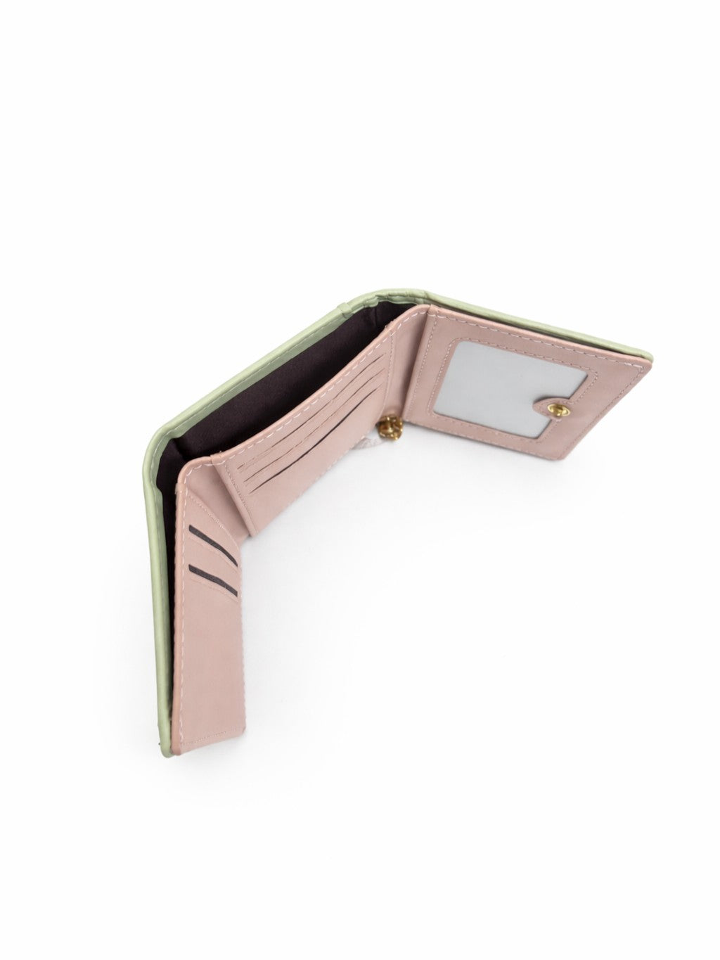 Vertical Stripe Mini Trifold Wallet - Green