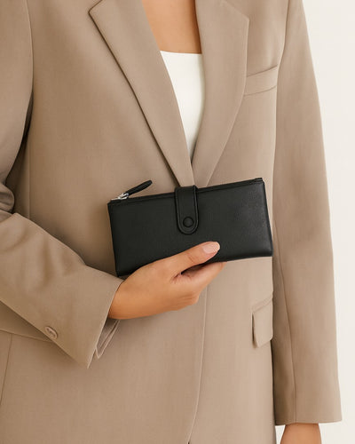 Double Pocket Soft Wallet - Black