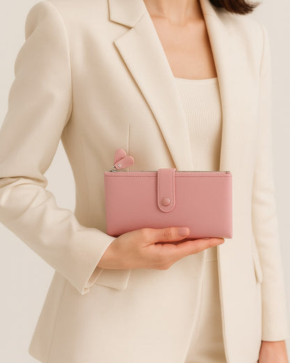 Double Pocket Soft Wallet - Pink