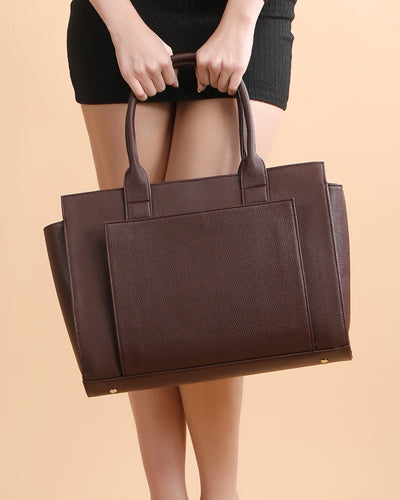 Personalized Elite Laptop Tote Bag - Brown