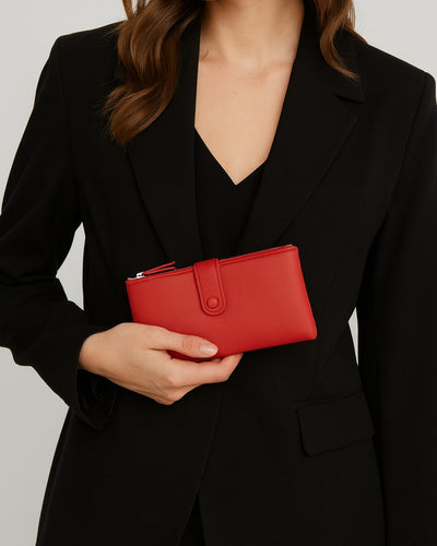 Double Pocket Soft Wallet - Red