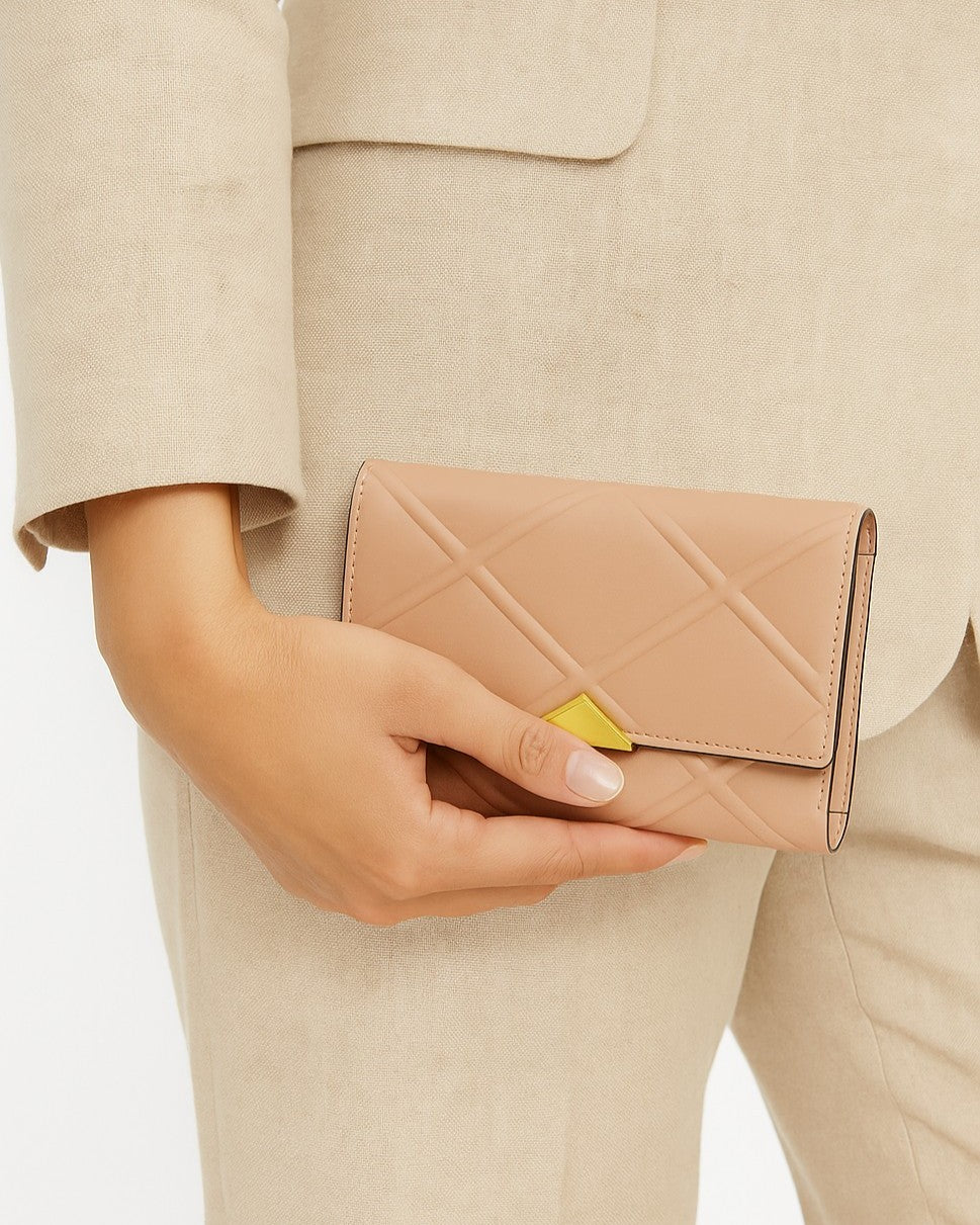 Pink Quilted Medium Trifold Wallet