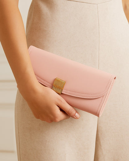 Golden Buckle Trifold Wallet