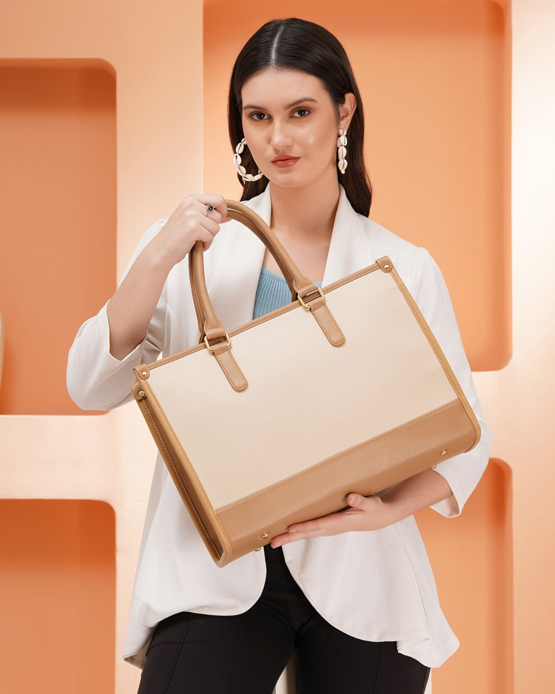 Day To Day Laptop Tote Bag - Beige