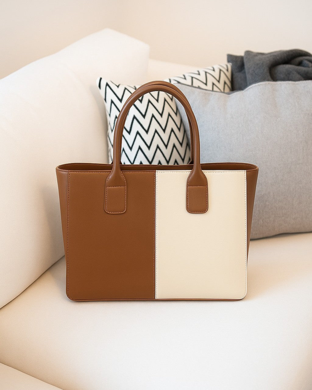 Modern Luxe Laptop Tote Bag - Brown