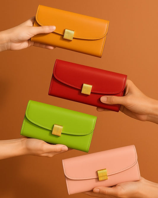 Golden Buckle Trifold Wallet