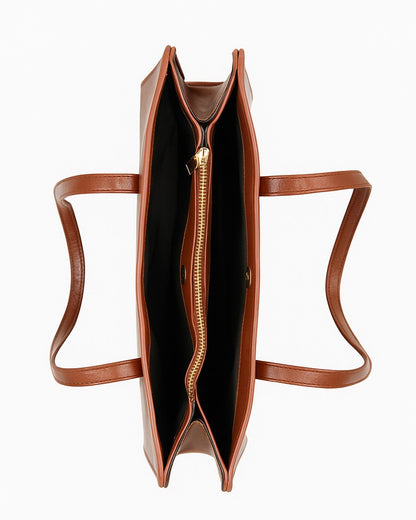 Premium 3 Compartment Tote Bag - Tan