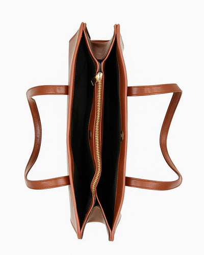 Premium 3 Compartment Tote Bag - Tan