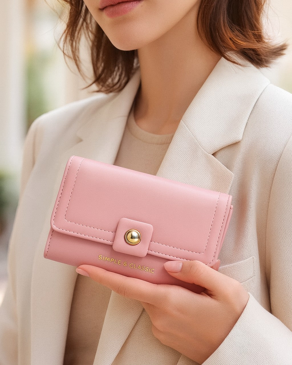 Simple & Classic Trifold wallet - Pink
