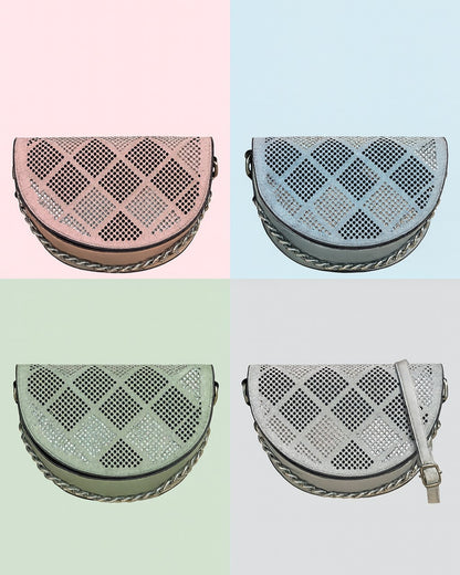 Rhinestone Decor Sling Bag
