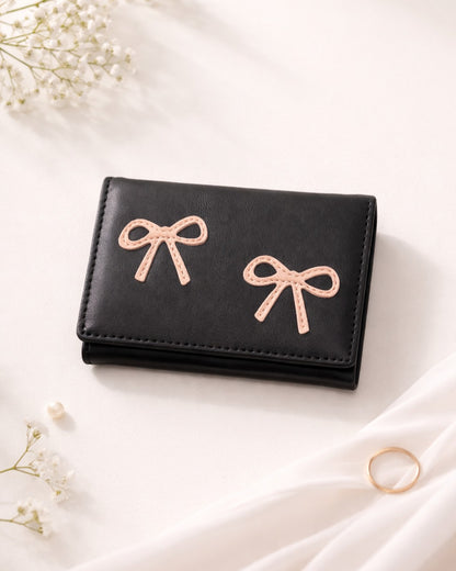 Bow Mini Trifold Wallet - Black