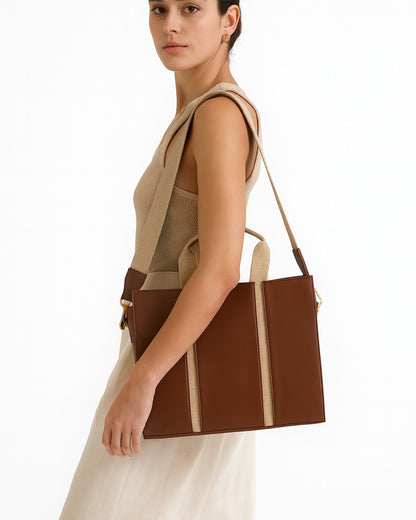 The Madam Laptop Tote Bag - Brown
