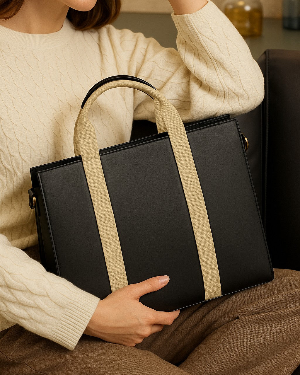 The Madam Laptop Tote Bag - Black