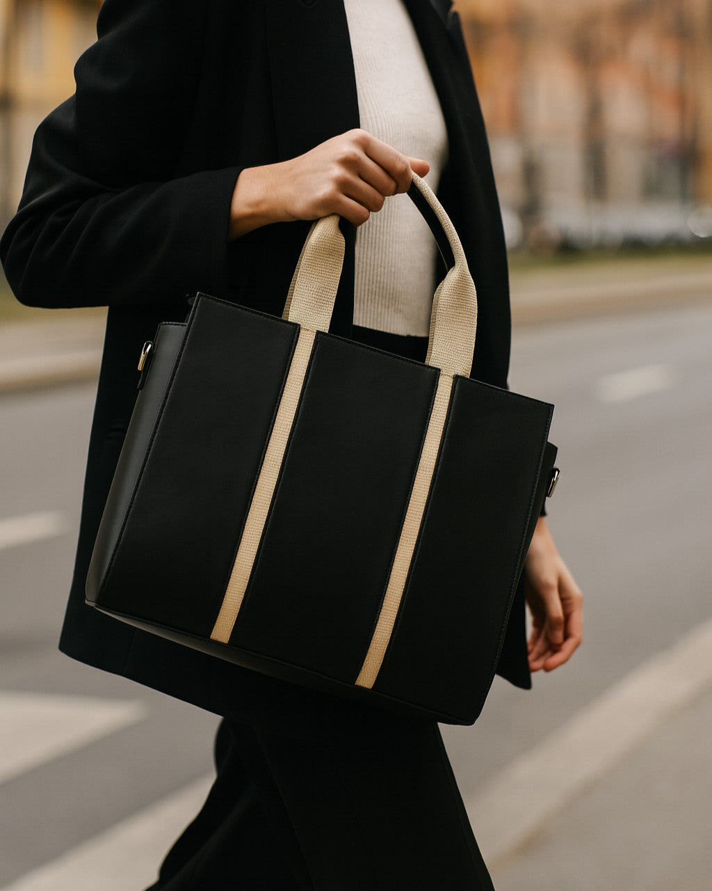 The Madam Laptop Tote Bag - Black