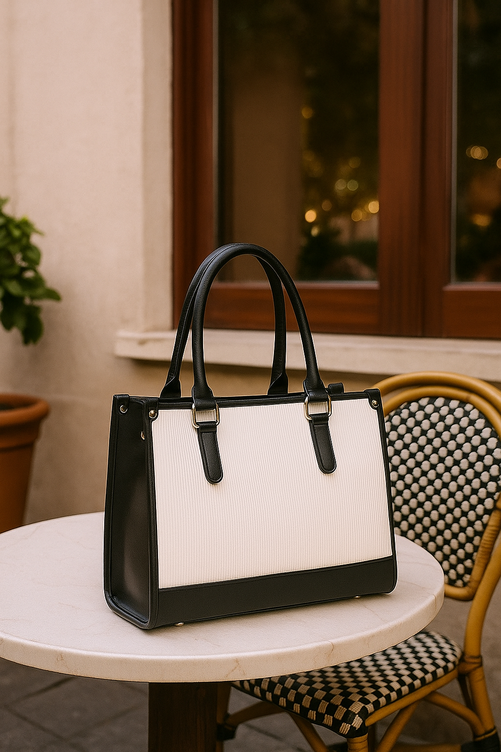 Day To Day Laptop Tote Bag - Black & White