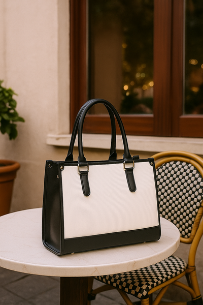 Day To Day Laptop Tote Bag - Black & White