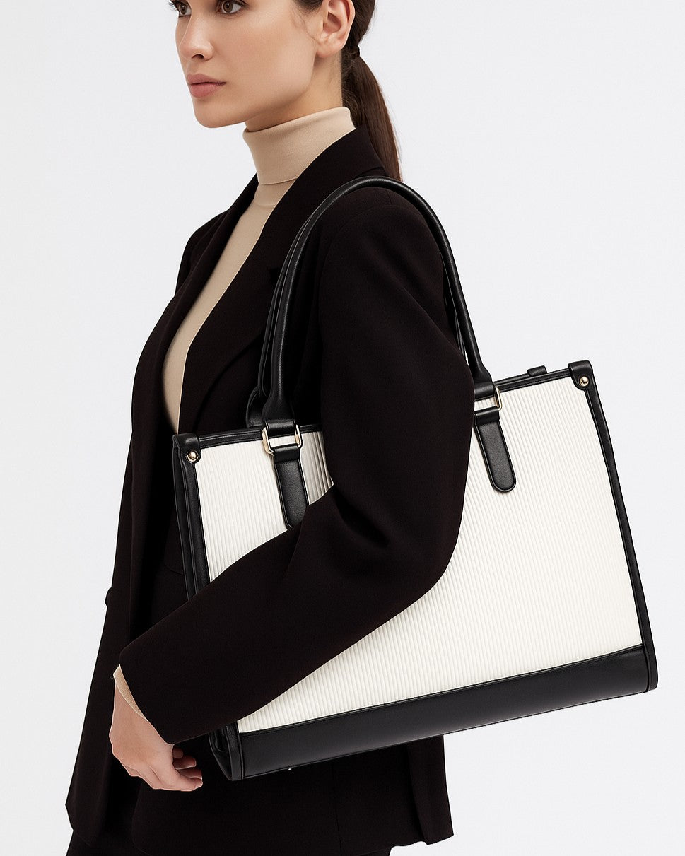 Day To Day Laptop Tote Bag - Black & White