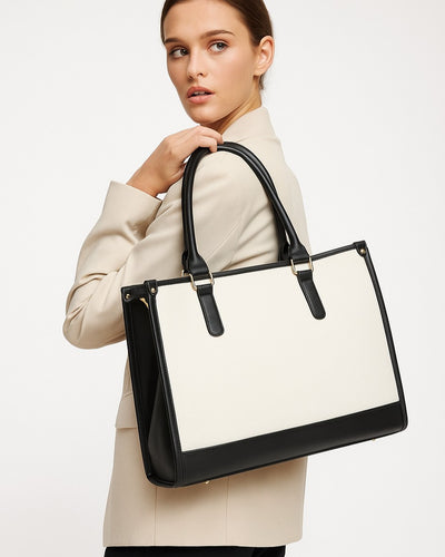 Day To Day Laptop Tote Bag - Black & White