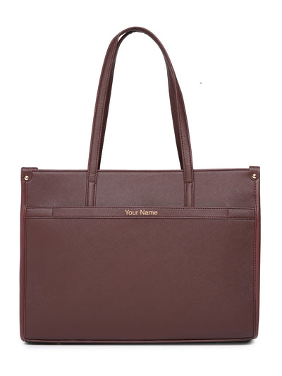 Personalized League Laptop Tote Bag - Full Brown