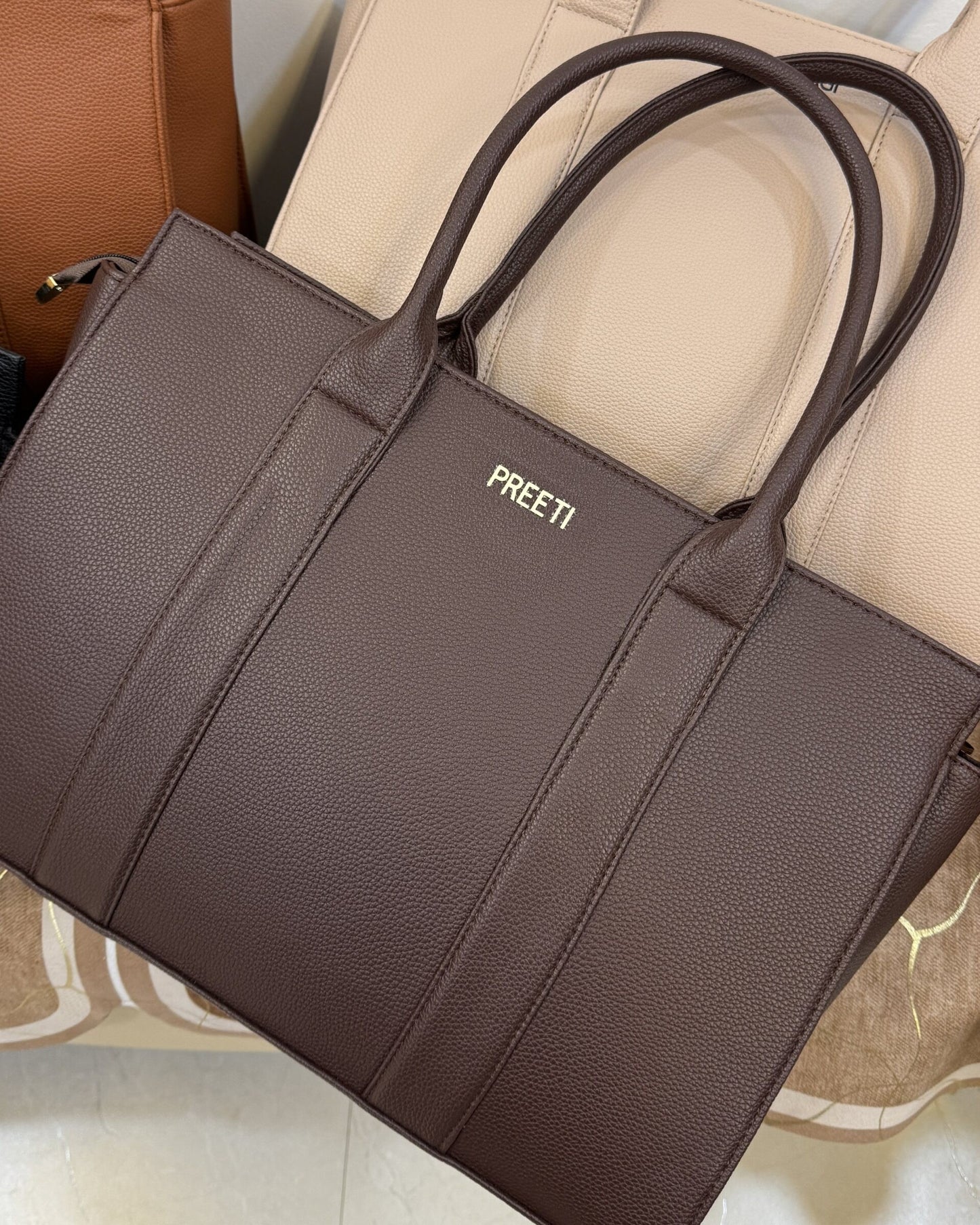 Personalized Elite Laptop Tote Bag - Brown