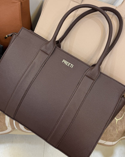 Personalized Elite Laptop Tote Bag - Brown