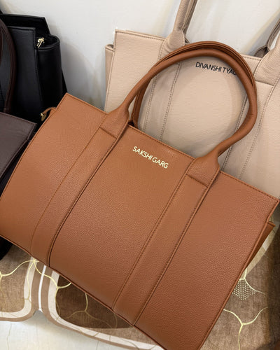 Personalized Elite Laptop Tote Bag - Tan
