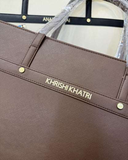 Personalized League Laptop Tote Bag - Full Brown
