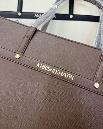 Personalized League Laptop Tote Bag - Full Brown