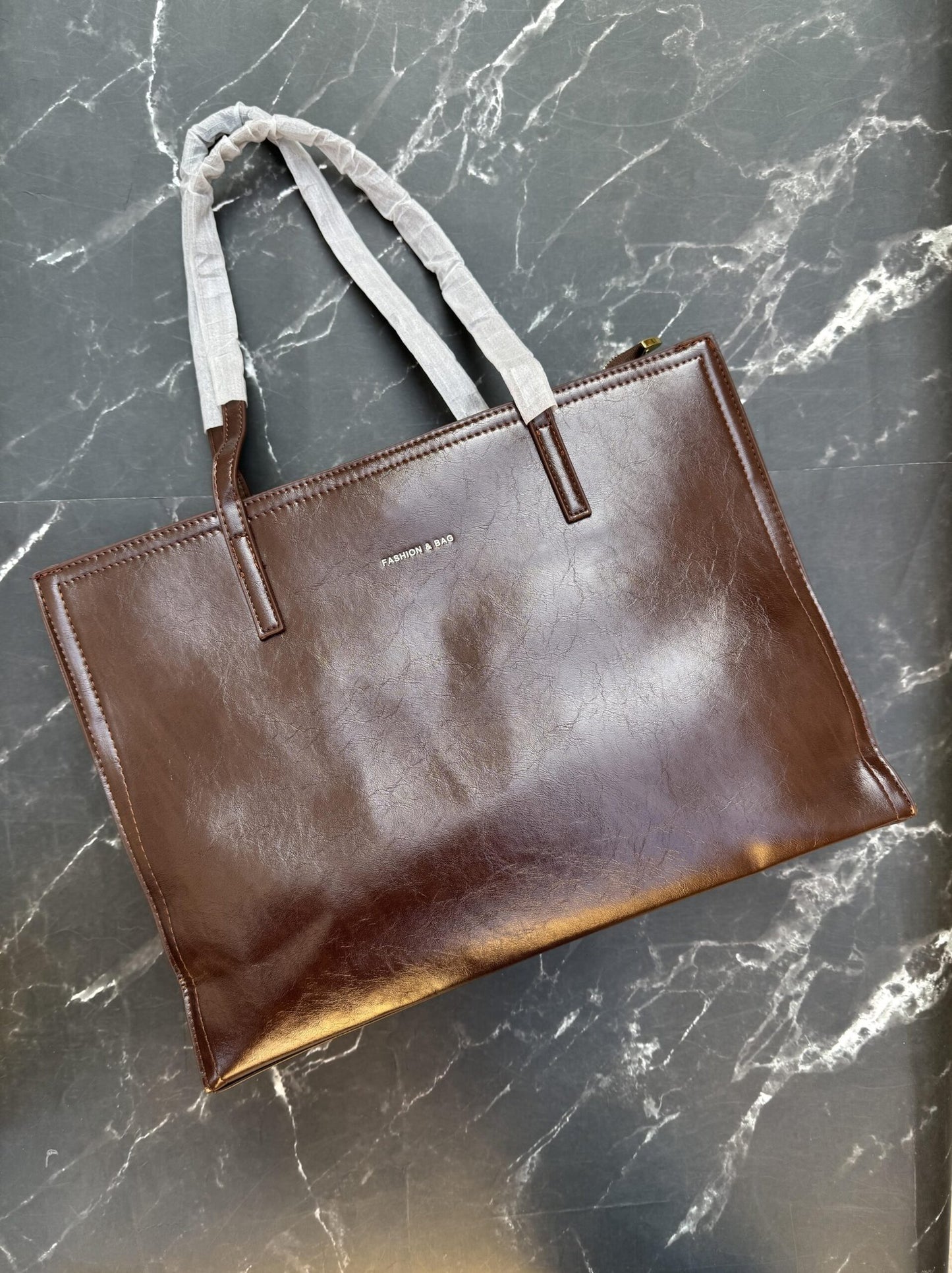 Premium 3 Compartment Tote Bag - Coffee