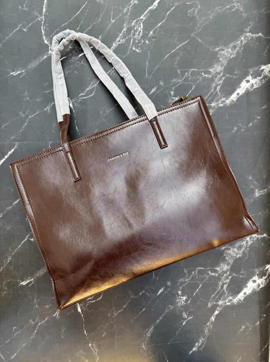 Premium 3 Compartment Tote Bag - Coffee