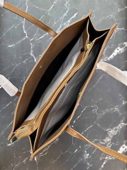 Premium 3 Compartment Tote Bag -Khaki