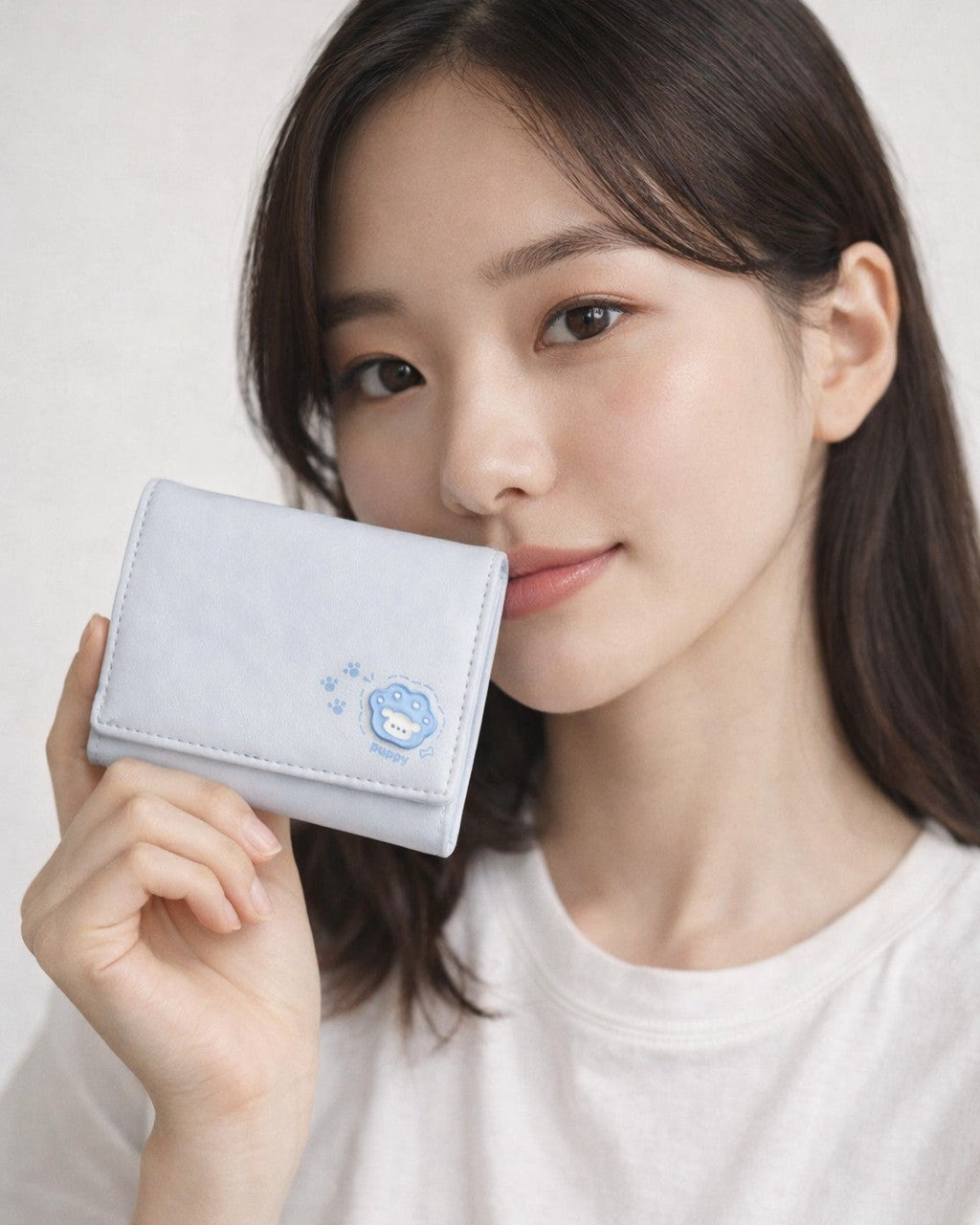 Puppy Mini Trifold Wallet - Blue