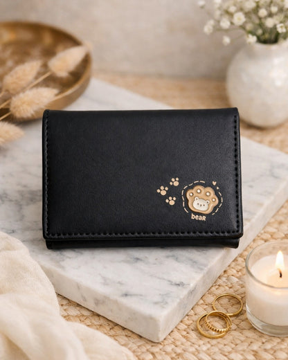 Bear Mini Trifold Wallet - Black