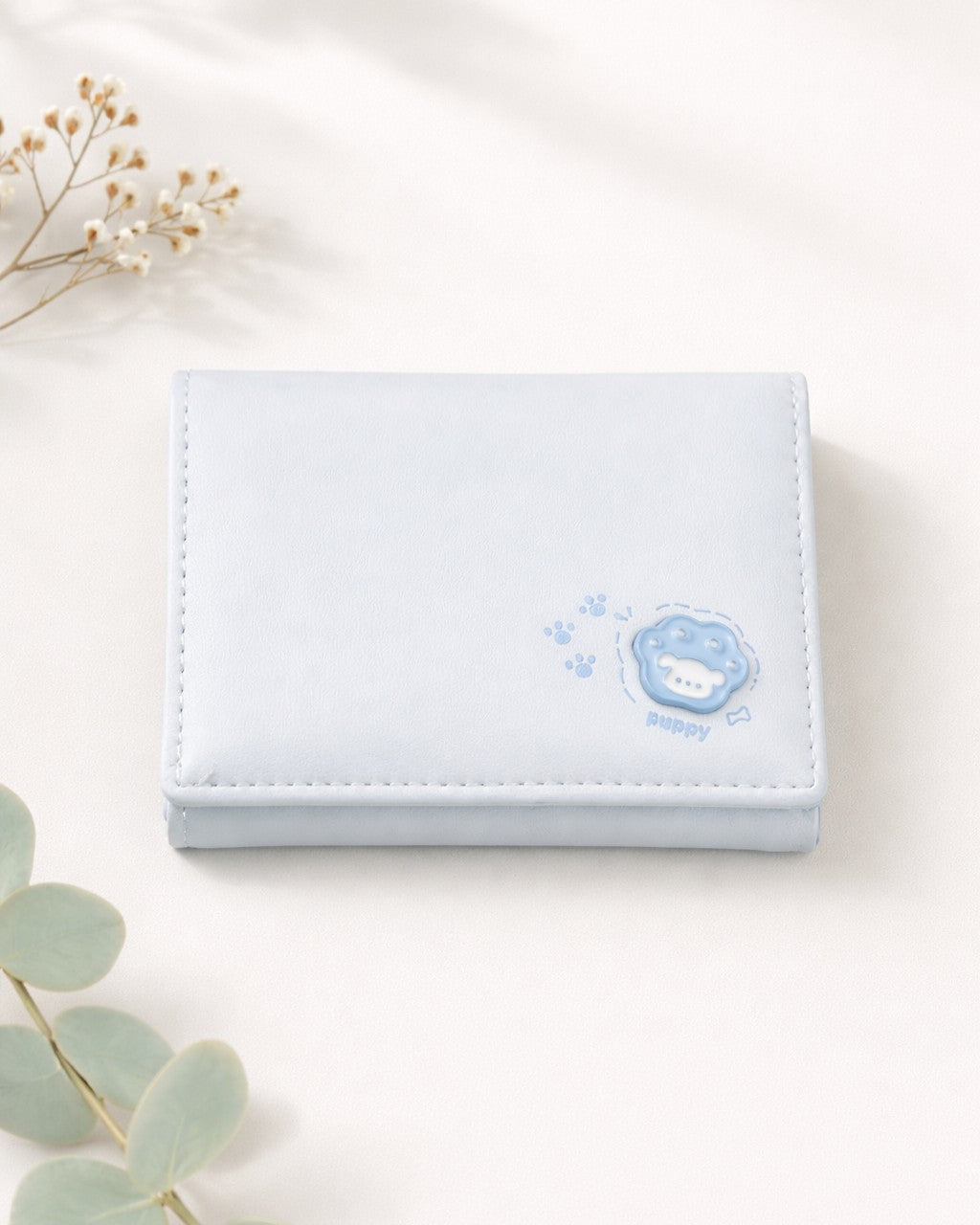 Puppy Mini Trifold Wallet - Blue