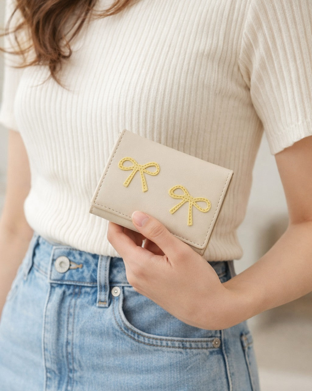 Bow Mini Trifold Wallet - Yellow