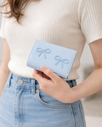 Bow Mini Trifold Wallet - Blue