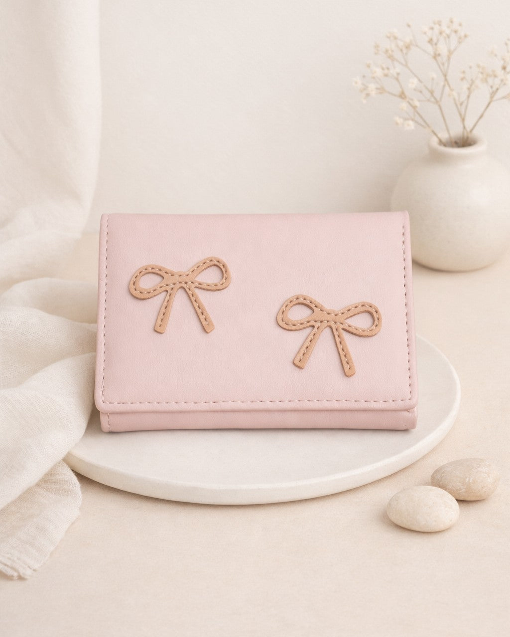 Bow Mini Trifold Wallet - Pink